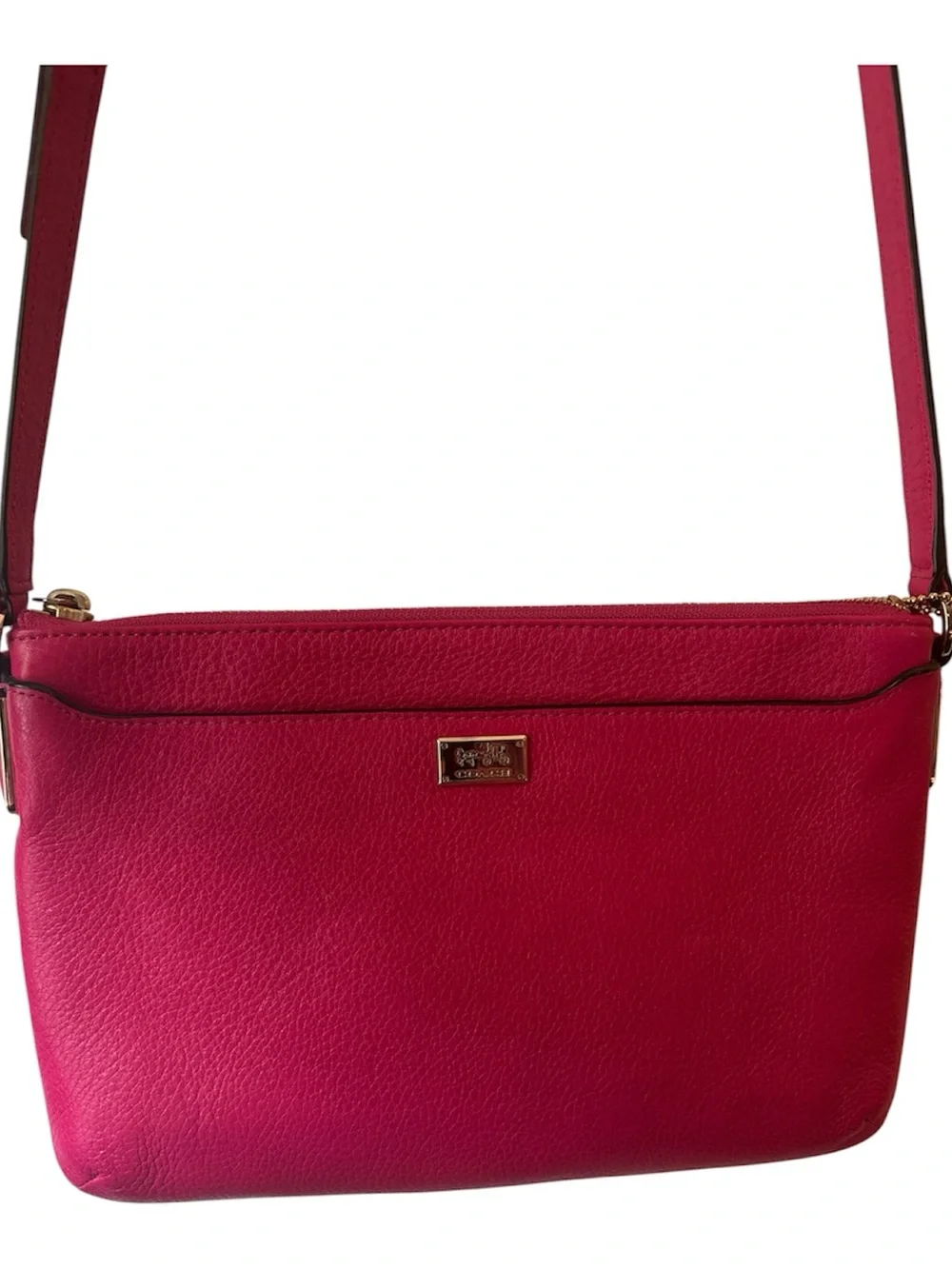 Coach Pebble Leather Crossbody - Fuchsia Pink with Gold Hardware